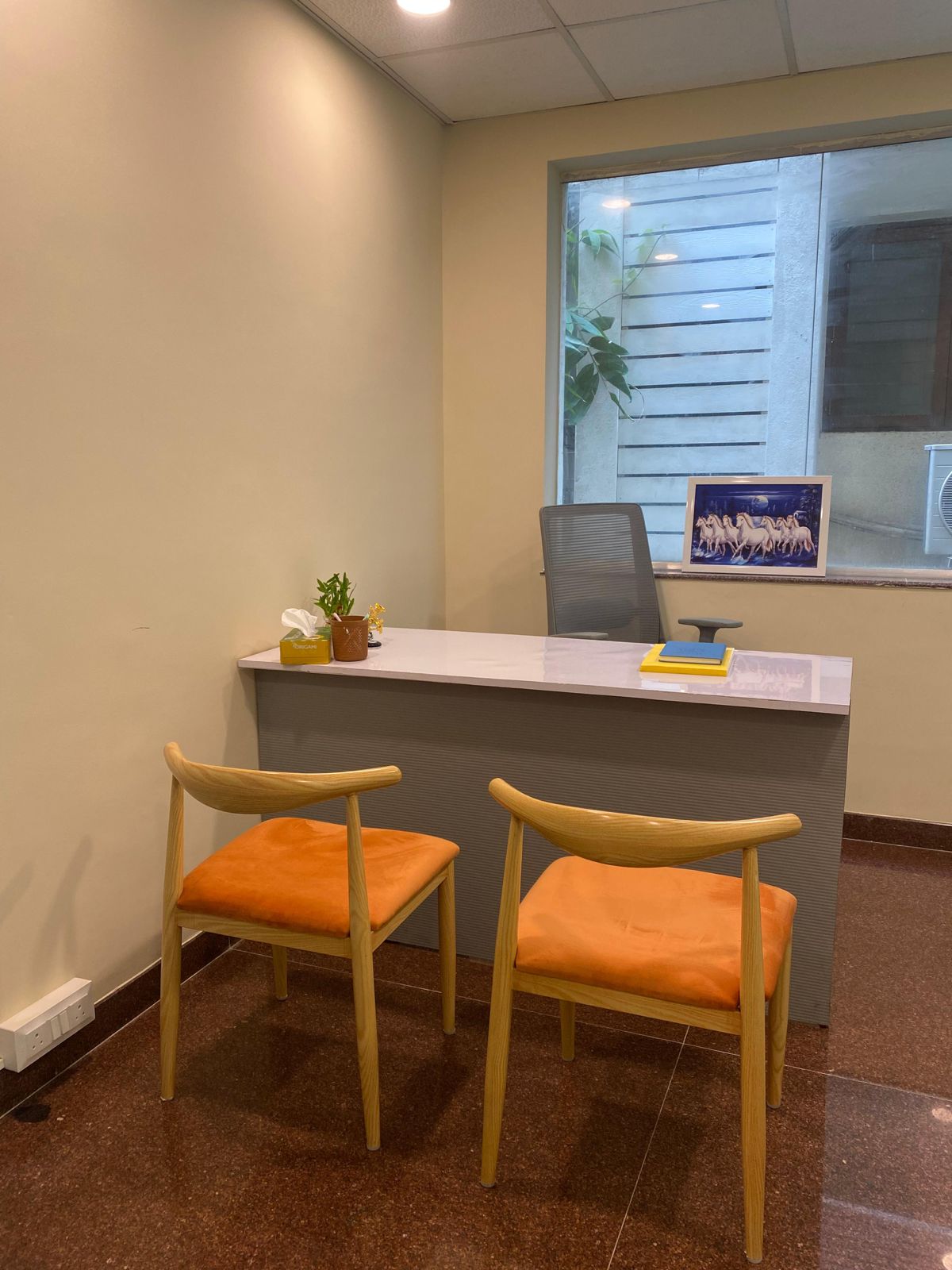 Clinic hallway with decor accents